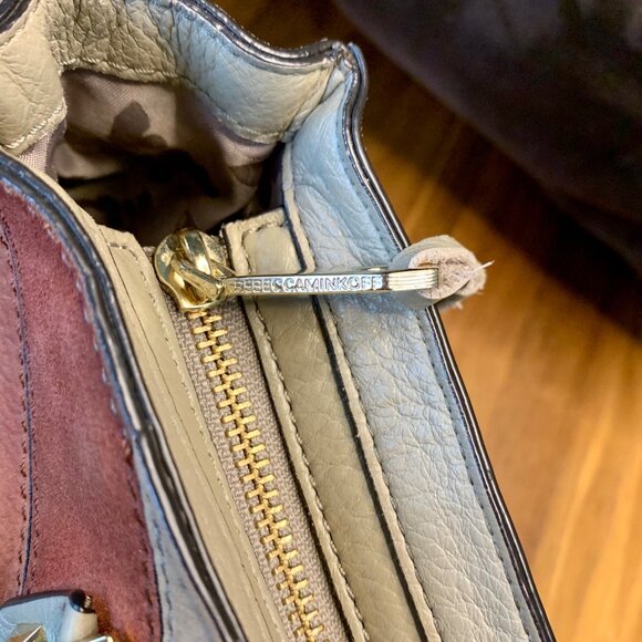 REBECCA MINKOFF Colorblock Chevron Satchel Big Regan Handbag Leather Purse Bag - Picture 10 of 14